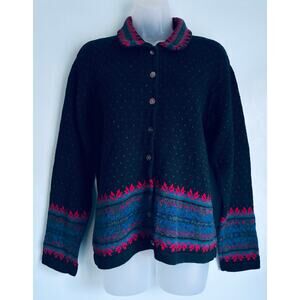 Crazy Horse Liz Claiborne Large Petite Grannycore Button Collar Cardigan Cottage